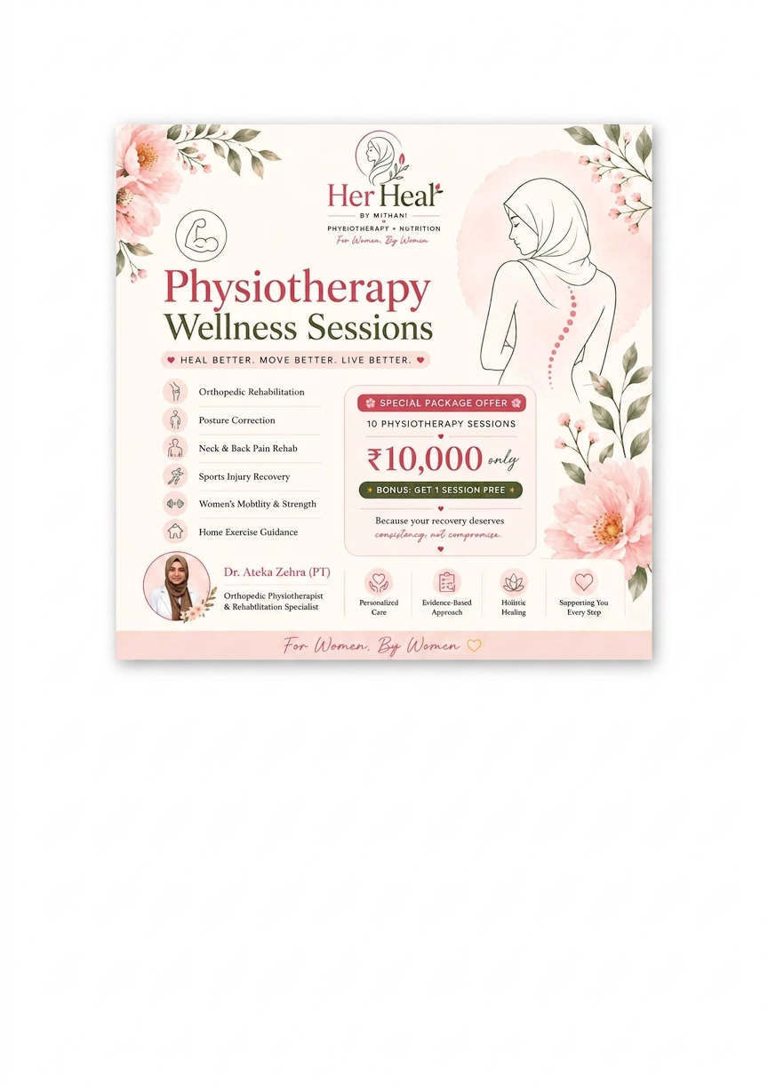 HerHeal Physiotherapy Wellness Sessions package flyer
